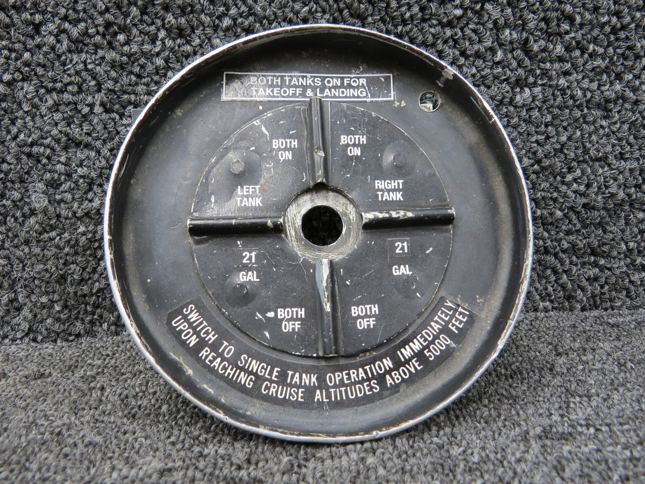 0511198 Cessna 172B Fuel Selector Cup with Placard and Bracket