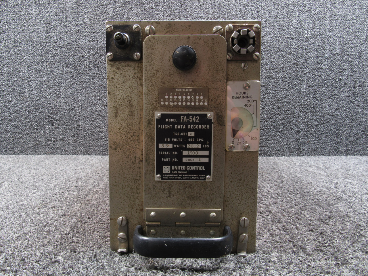 101035-1 United Control Flight Data Recorder Assembly with Mod 7 (CORE)