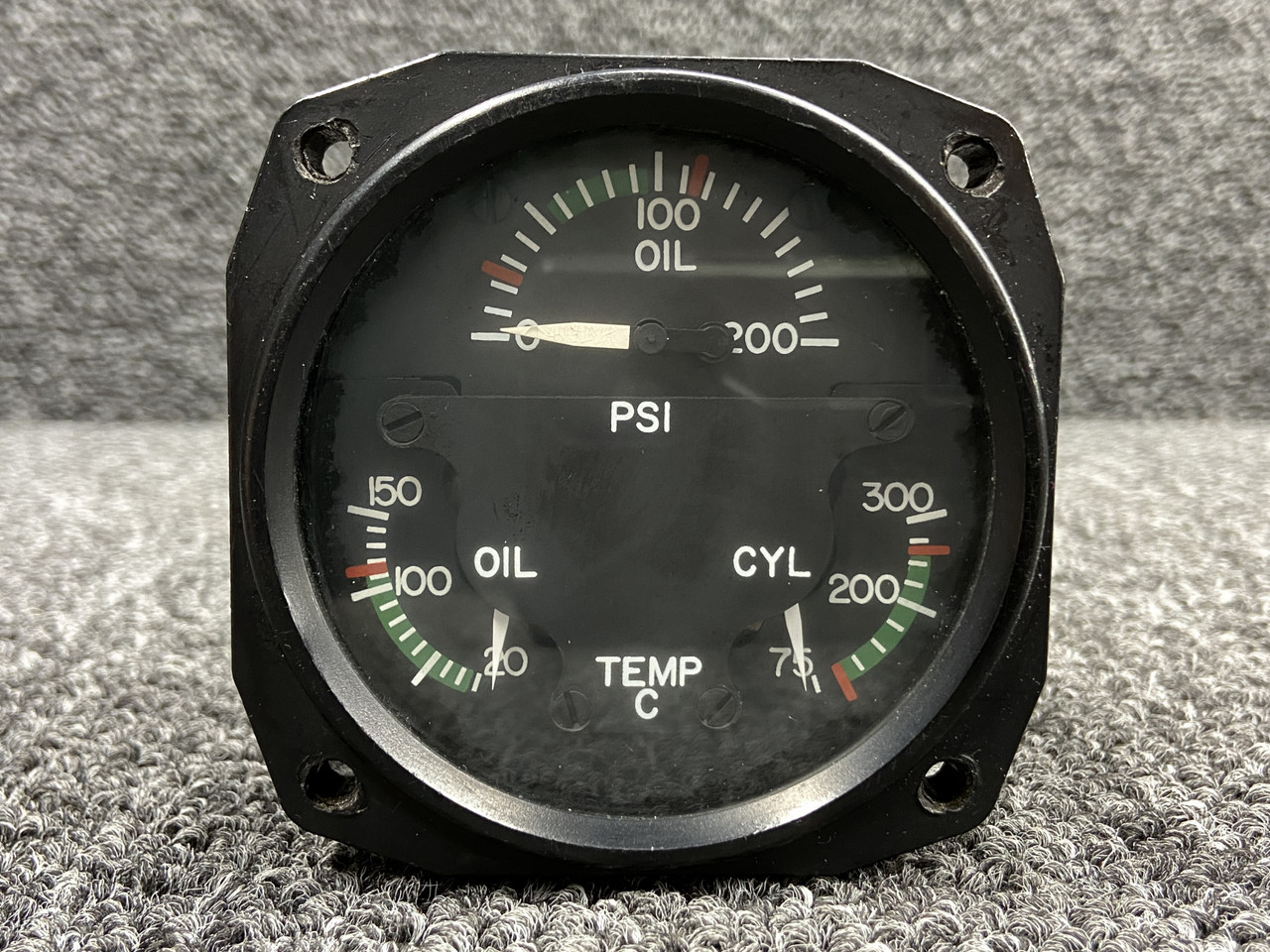 18-1000-8 RC Allen Tri-Engine Indicator (28V, Oil PSI, Cyl & Oil Temp)