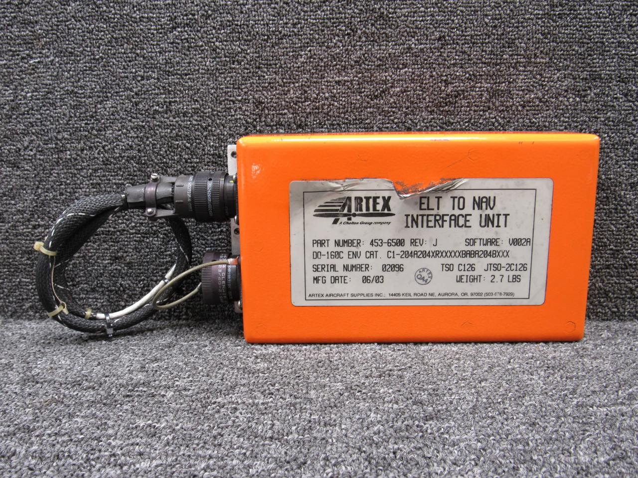 453-6500 Rev: J Artex Emergency Locator Transmitter to Navigation Interface Unit