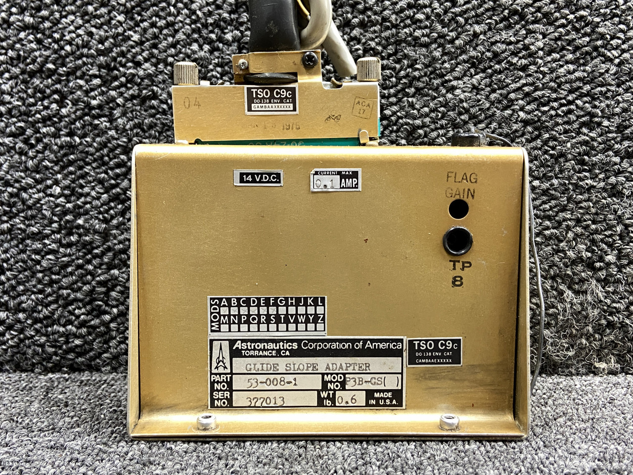 53-008-1 Astronautics P3B-GS Glideslope Adapter Unit Assembly w Connector (14V)