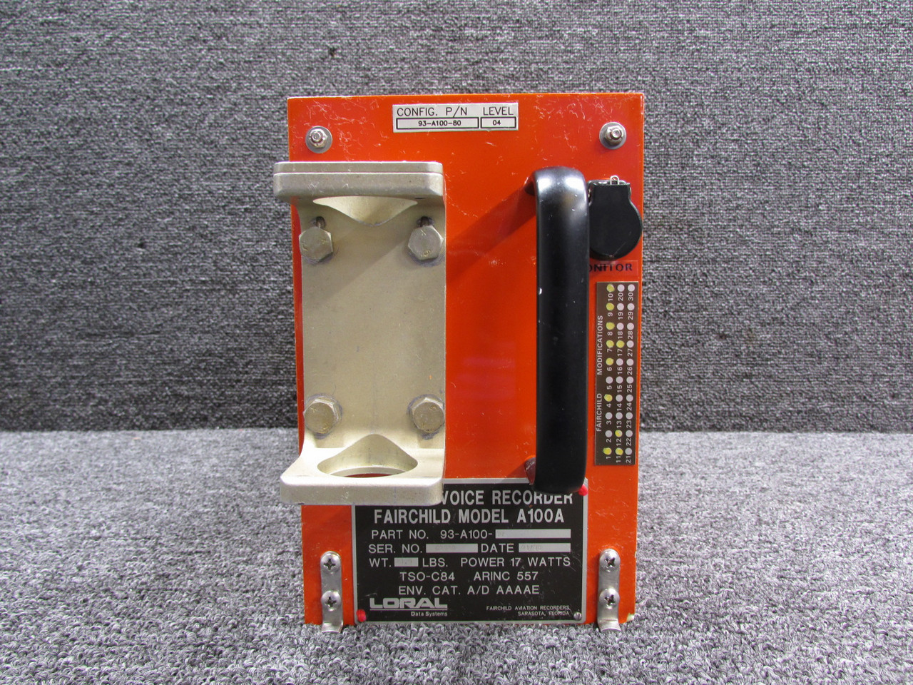 93-A100-80 Fairchild A100A Cockpit Voice Recorder w Mods and Green Tag (Core)